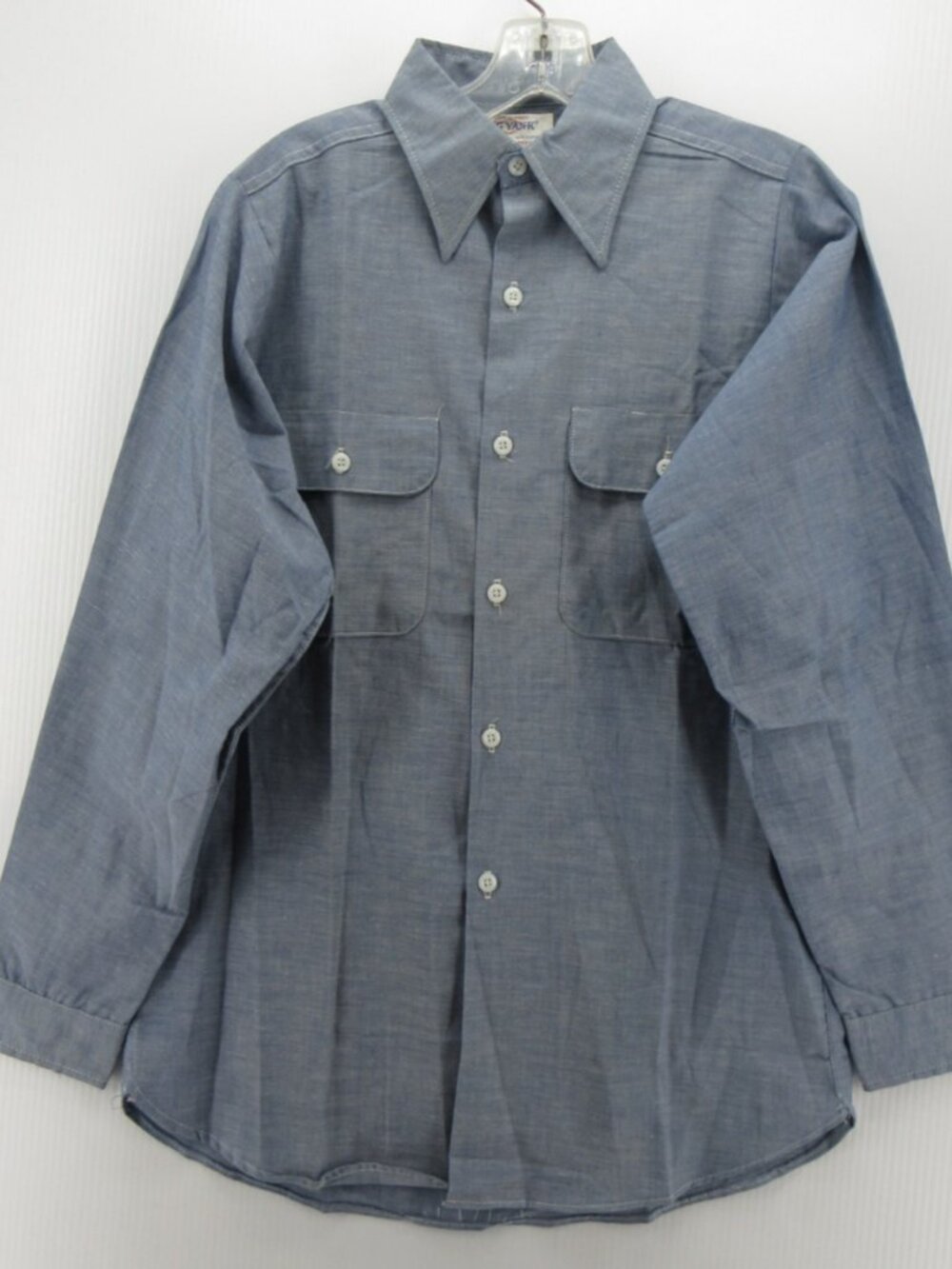 VGT Big Yank Shirt Small Chambray 70s Button Down Dagger Collar 14 1/2
